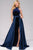 Jovani - 45182 Velvet Dress with Satin Overlay Skirt  I Blue