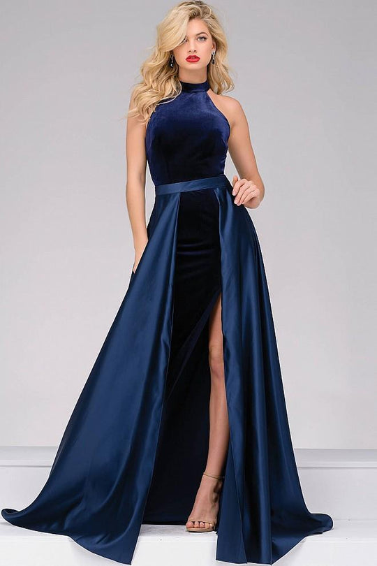 Velvet Dress with  Satin Overlay Skirt 45182