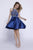 Nox Anabel - 6251 Bejeweled High Halter Satin Dress in Blue
