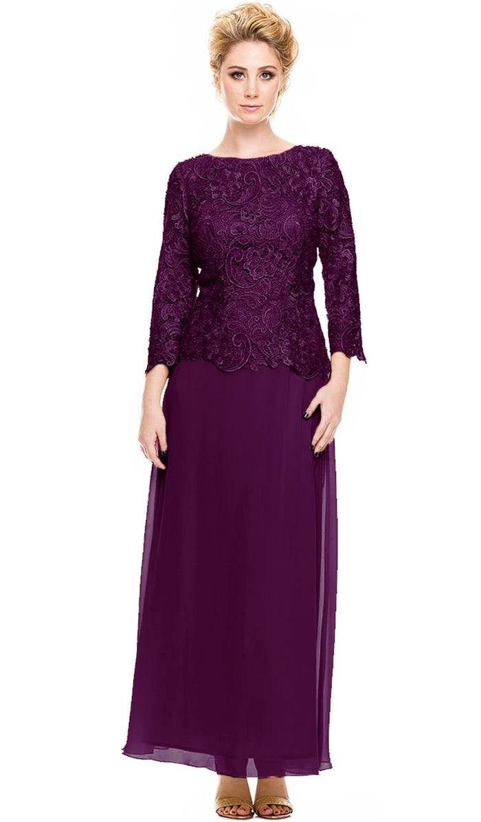 Lace Bateau Neck A-line Long Formal Dress
