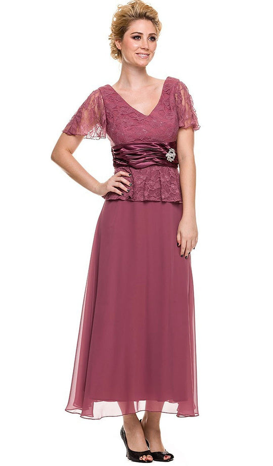 Lace V-Neck A-line Formal Dress
