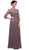 Nox Anabel - 5083 Quarter Sleeves Lace Overlay Top Long Formal Dress