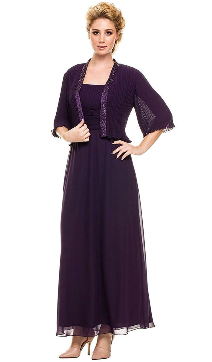 Ruched Square Neck Dress with Matching Jacket