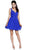 Nox Anabel - Ruched V-Neck A-line Cocktail Dress 6242 In Blue