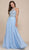 Nox Anabel - Beaded Illusion Halter A-line Dress 8295 In Blue