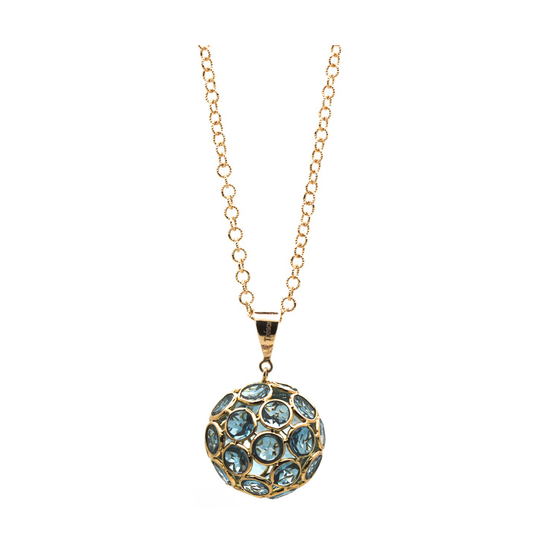 London Blue Topaz Ball Pendant in 18k Yellow Gold