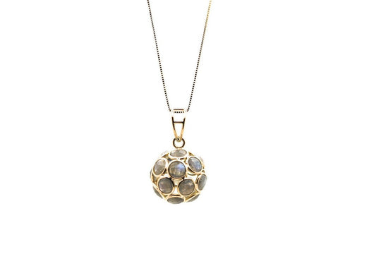 Labradorite Ball Pendant in 18k Yellow Gold