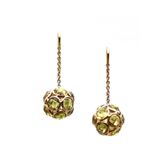 Peridot Ball Earrings In 18K Yellow Gold
