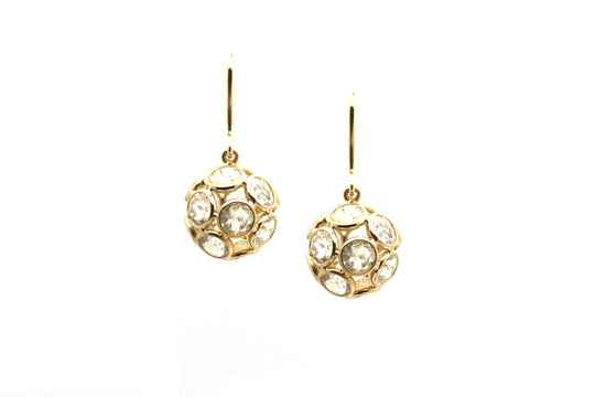 Rainbow Moonstone Sphere Earrings in 18k Yellow Gold