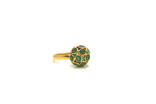 Emerald Sphere Ball Ring in 18k Yellow Gold