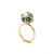 Tresor Collection - Gemstone Sphere Ball Ring in 18k Yellow Gold Rainbow Moonstone and London Blue Topaz