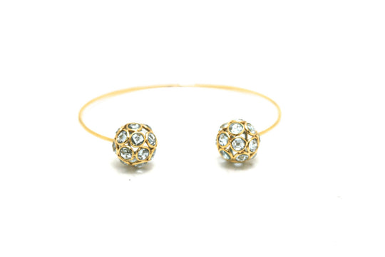 Blue Topaz Origami  Ball Bangle in 18k Yellow Gold