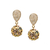 Emerald Origami Sphere Ball Earrings on a Pear Shaped Diamond Pave Top in 18k Yellow Gold