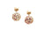 Rainbow Moonstone and Pink Tourmaline Sphere Origami Ball Earrings in 18k Yellow gold