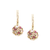 Rainbow Moonstone and Pink Tourmaline Origami Sphere Ball Earrings on a Dimaond Huggies in 18K Yellow Gold