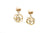 Rainbow Moonstone Origami Sphere Ball Earring in 18K Yellow Gold