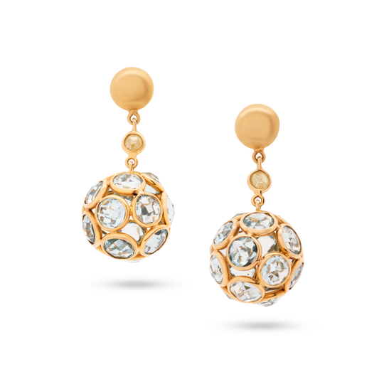 Tresor Collection - Gemstone & Organic Diamond Sphere Ball Earring In 18K Yellow Gold