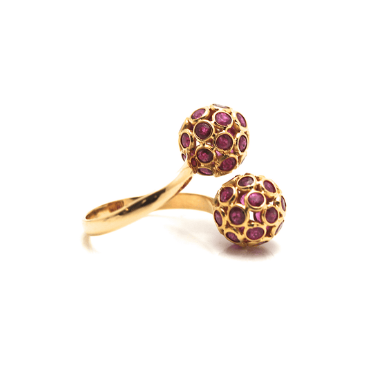 Tresor Collection - Origami Sphere Balls Ruby Ring in 18k Ruby