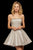 Sherri Hill - 52971 Short Strapless Glitter Knit A Line Dress In Neutral and Silver