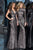 Jovani - 1751 Sequined Deep V-Neck Sheath Dress in Gray and Multi-Color