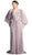 Beaded Lace Sheath Dress With Sheer Cape
