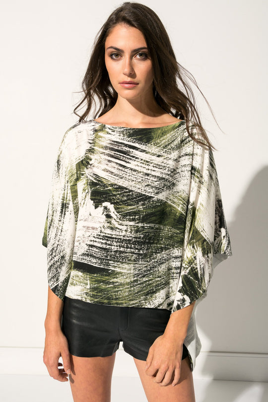 ODA PALM Kimono Silk Blouse | ODA Blouse en soie palm