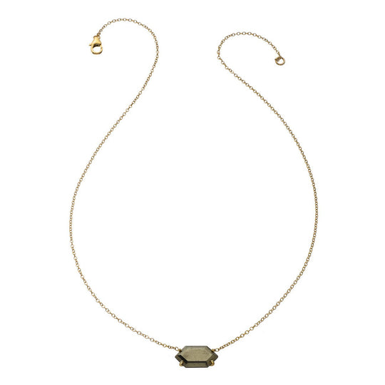 Oblong Hexagon Gemstone Necklace