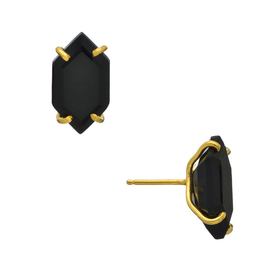 Oblong Hexagon Gemstone Stud Earrings