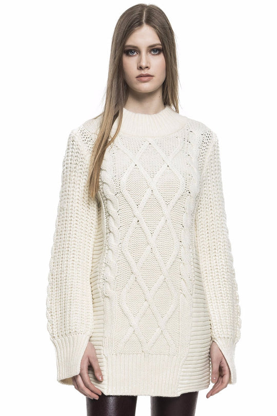 OISIN Cable Knit Sweater | OISIN Pull en laine blanc tricoté