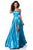 Sherri Hill - 51631 Sexy Lace-Up Back A-Line Long Evening Dress In Blue