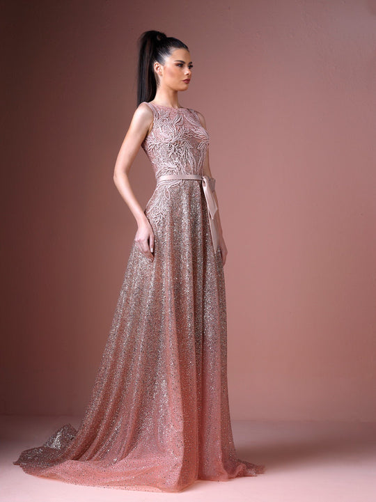 Gatti Nolli Couture - OP-4664 Embellished Jewel A-Line Dress In Pink