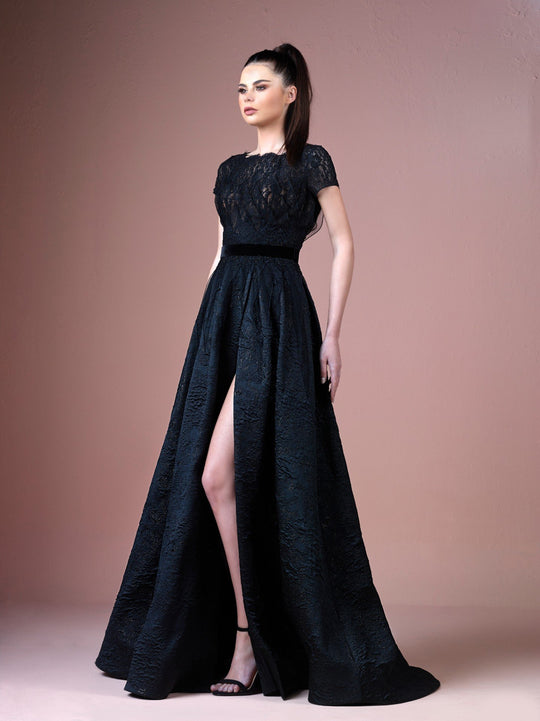 Gatti Nolli Couture - OP-4669 Jewel A-Line Evening Dress In Black