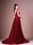 Gatti Nolli Couture - OP-4680 Floral Applique V-neck A-line Gown In Red