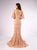 Gatti Nolli Couture - OP-4748 Applique Deep Off-Shoulder Mermaid Dress In Pink