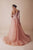 Gatti Nolli Couture - OP-4914 Adorned Lace Asymmetrical Overskirt Gown In Pink