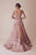 Gatti Nolli Couture - OP-4915 Embroider-Detailed Plunging V-Neck Gown In Pink