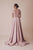 Gatti Nolli Couture - OP-4952 Appliqued V-Neck Gown with Overskirt In Pink