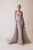 Gatti Nolli Couture - OP-4961 Floral Embroidered Semi-Sweetheart Gown In Silver and Purple