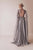 Gatti Nolli Couture - OP-4963 Embroidered Illusion Bateau A-line Gown In Silver and Purple
