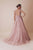Gatti Nolli Couture - OP-4965 Embellished Deep V-neck A-line Dress In Pink and Silver