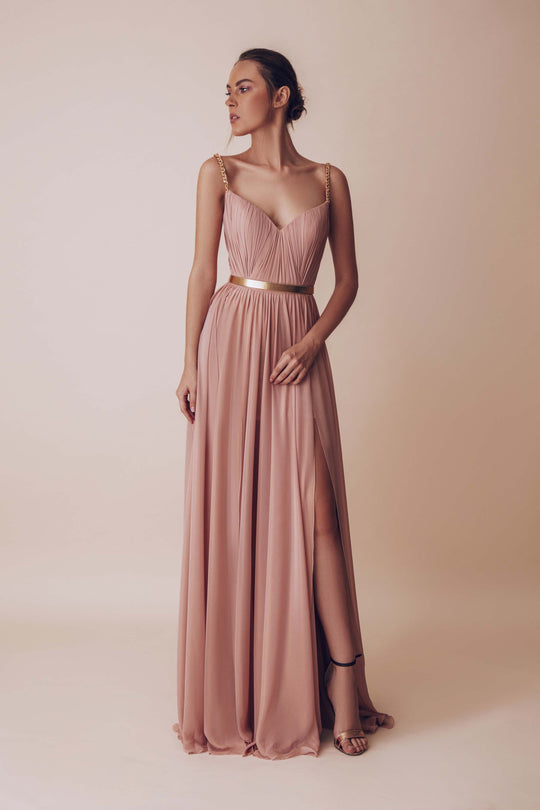Gatti Nolli Couture - OP-4986 Ruched Plunging Sweetheart A-line Dress In Pink