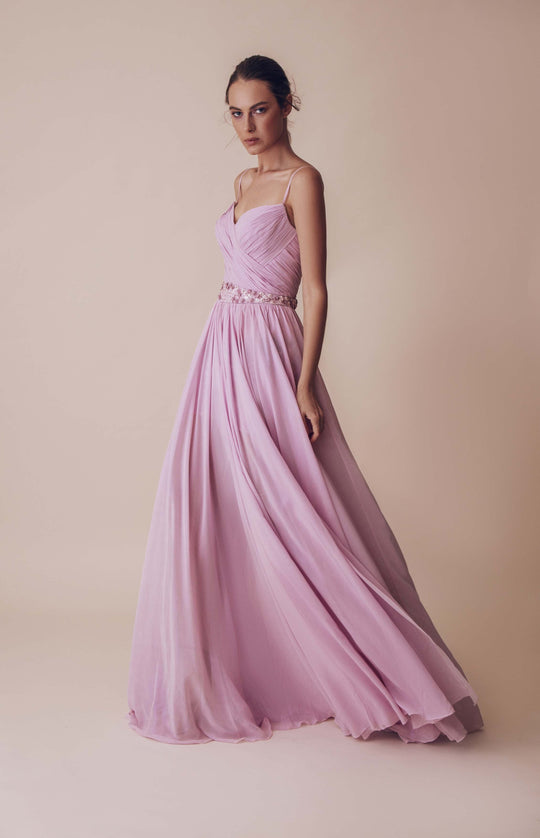 Gatti Nolli Couture - OP-4989 Pleated Sweetheart A-line Dress In Pink and Blue