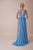 Gatti Nolli Couture - OP-4990 Plunging Neck A-Line Gown In Blue
