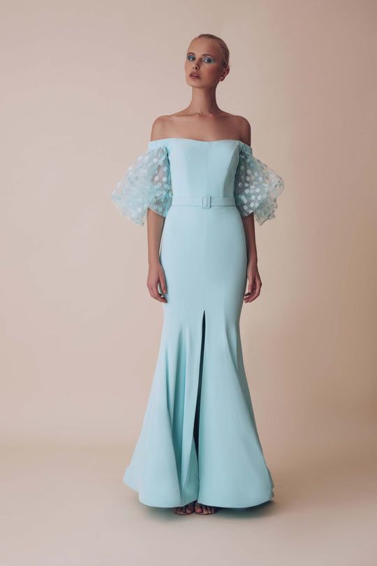 Gatti Nolli Couture - OP-5022 Trumpet Silhouette Evening Gown In Blue