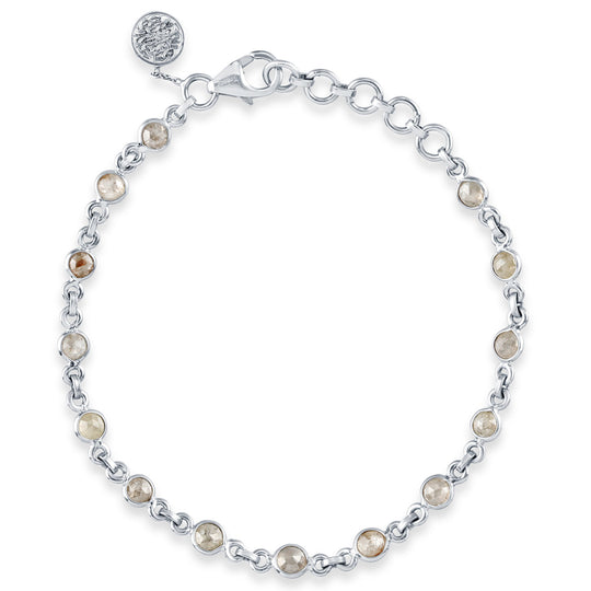 Rose cut raw diamond bracelet in 18k White Gold