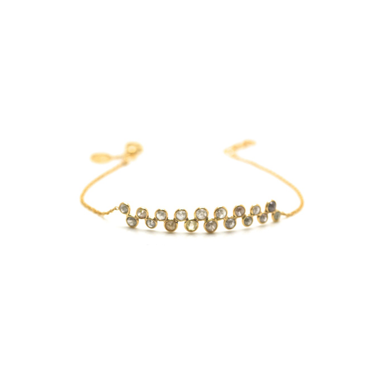 Rose cut raw diamond bracelet in 18k Yellow Gold