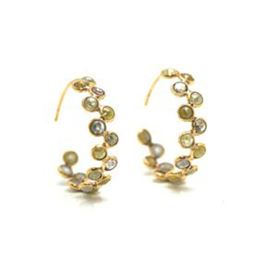 Tresor Collection - Rose cut champaign diamond hoop earrings in 18k yellow gold