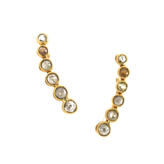 Tresor Collection - Organic Diamond Ear Climbers in 18k Yellow Gold