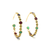 Organic Color Diamond, Ruby, Emerald & Sapphire Hoop  Earrings in 18k Yellow Gold