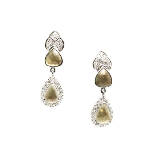 Tresor Collection - Organic Color Diamond & White Diamond Earring in White Gold